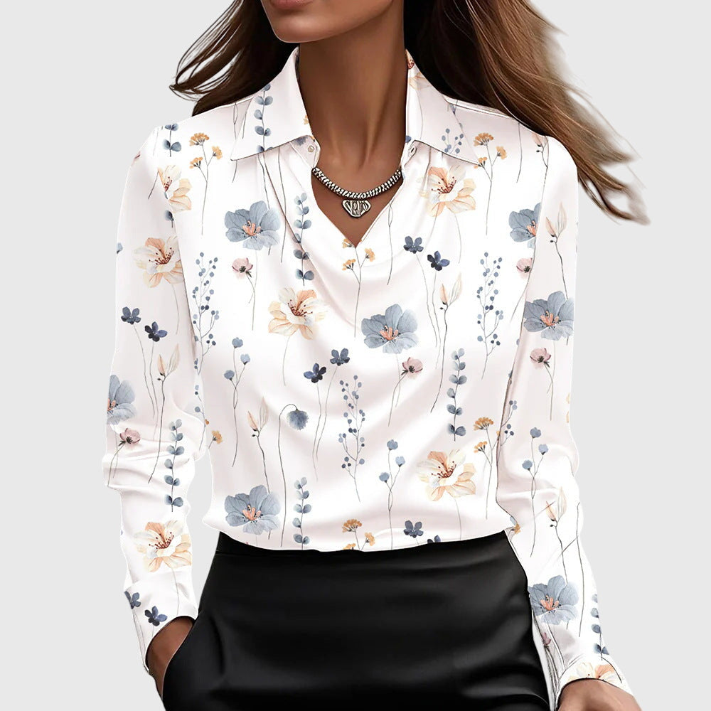 Vivienne Pleated Satin Blouse