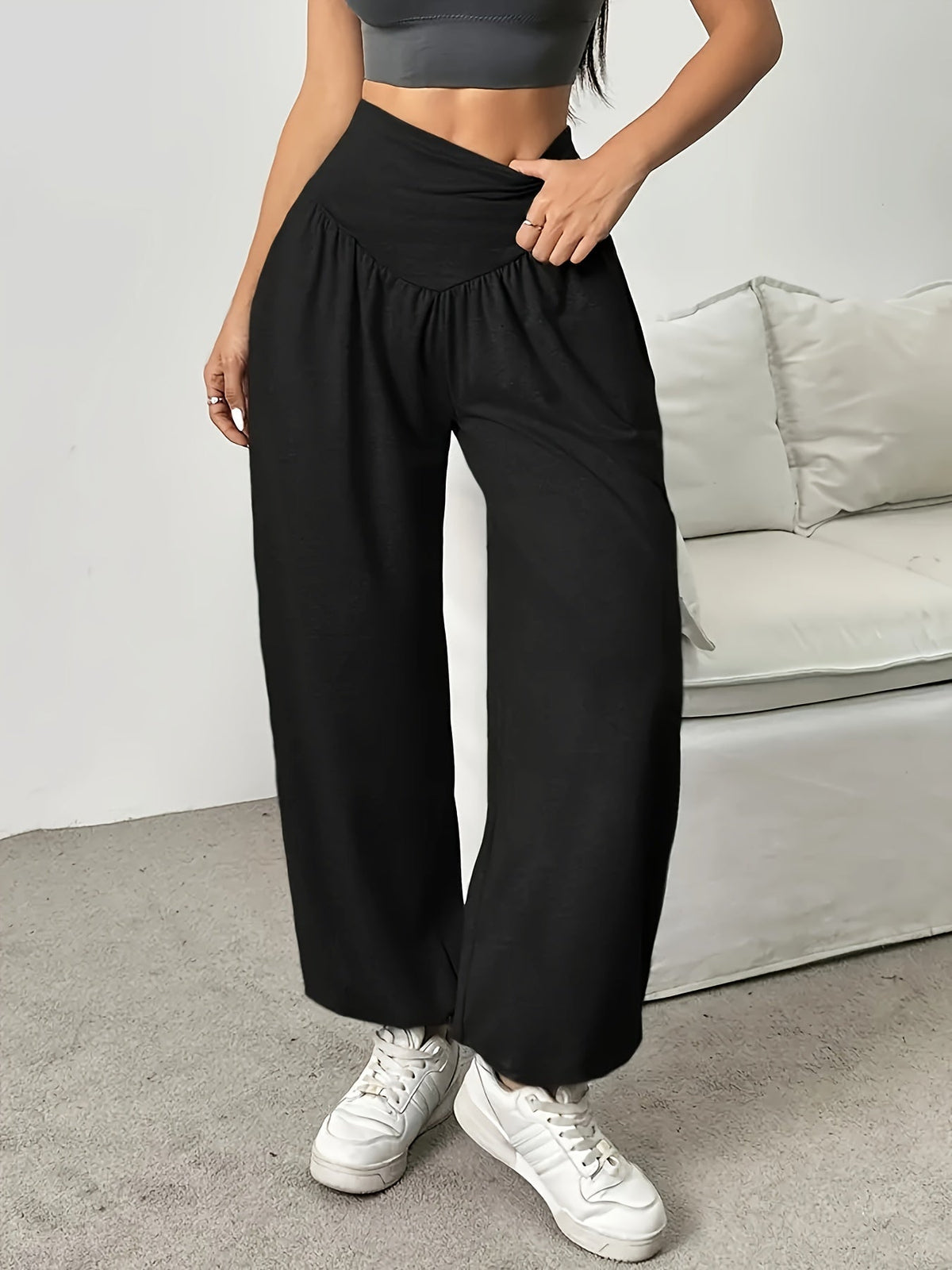 Cosima Stretch High-Waist Wide-Leg Pants