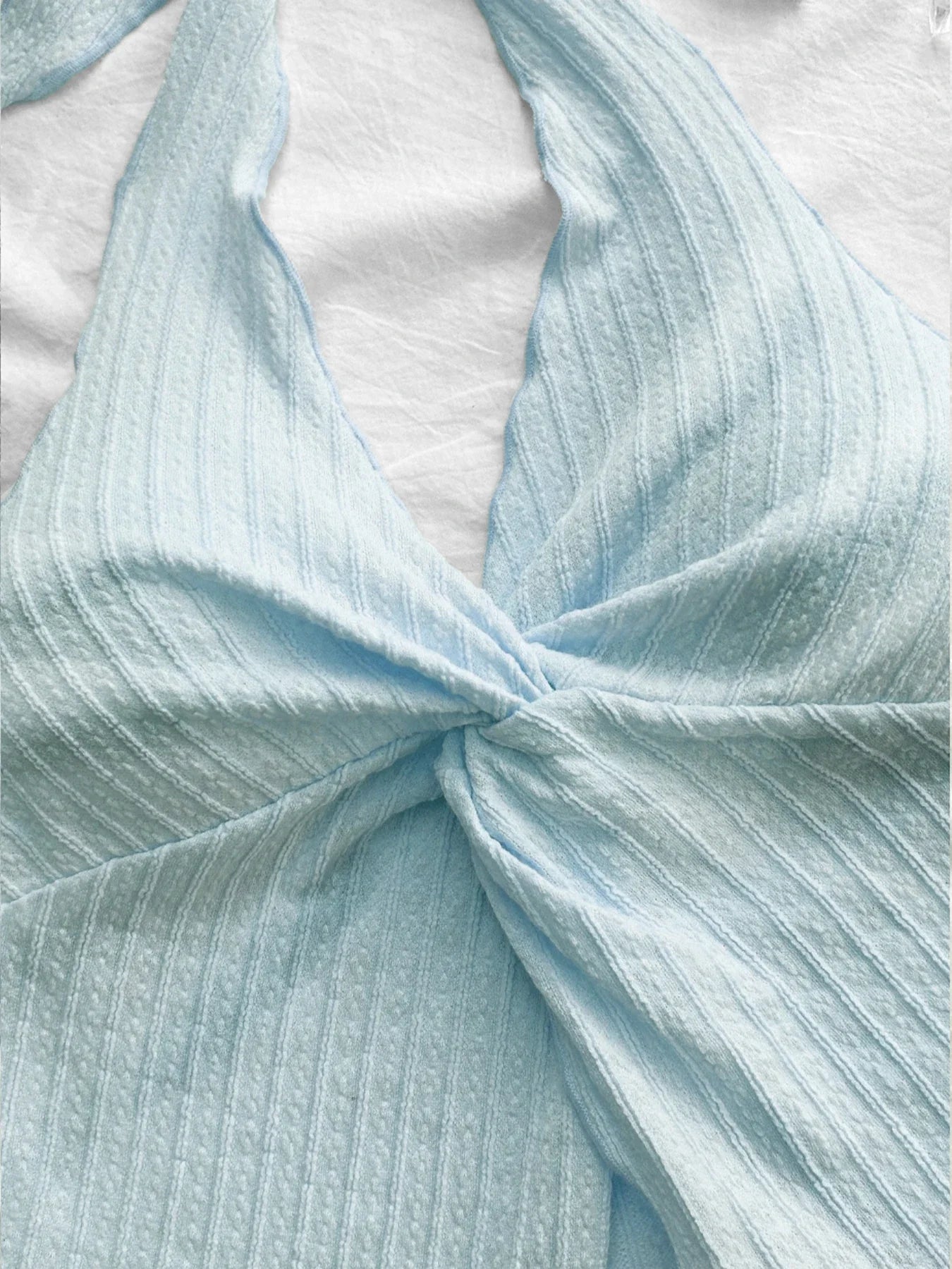 Nadia Ribbed Halter Twist Crop Top
