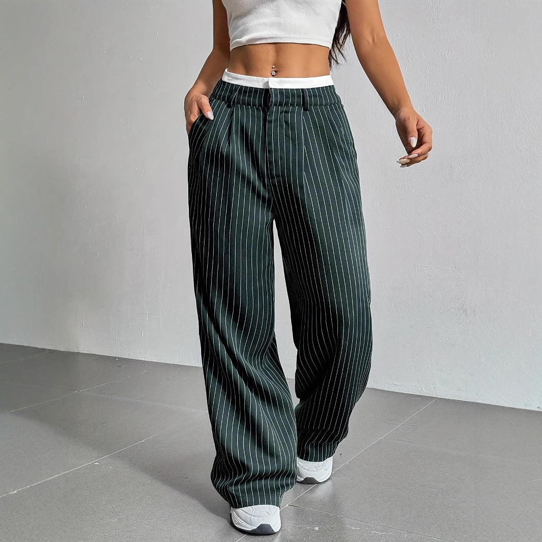 Giselle Striped High-Waist Wide-Leg Pants