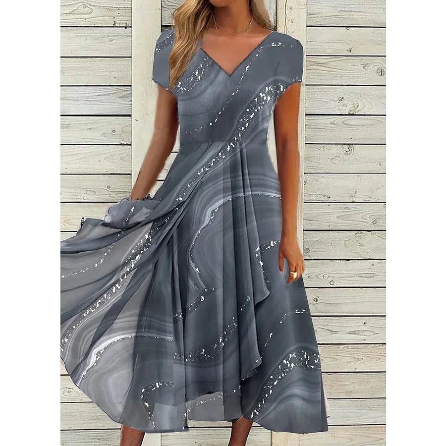 Tessa Casual V-Neck Midi Dress
