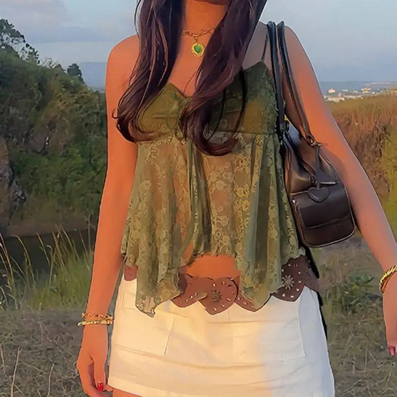 Aurelia Floral Lace Spaghetti Strap Cami Top