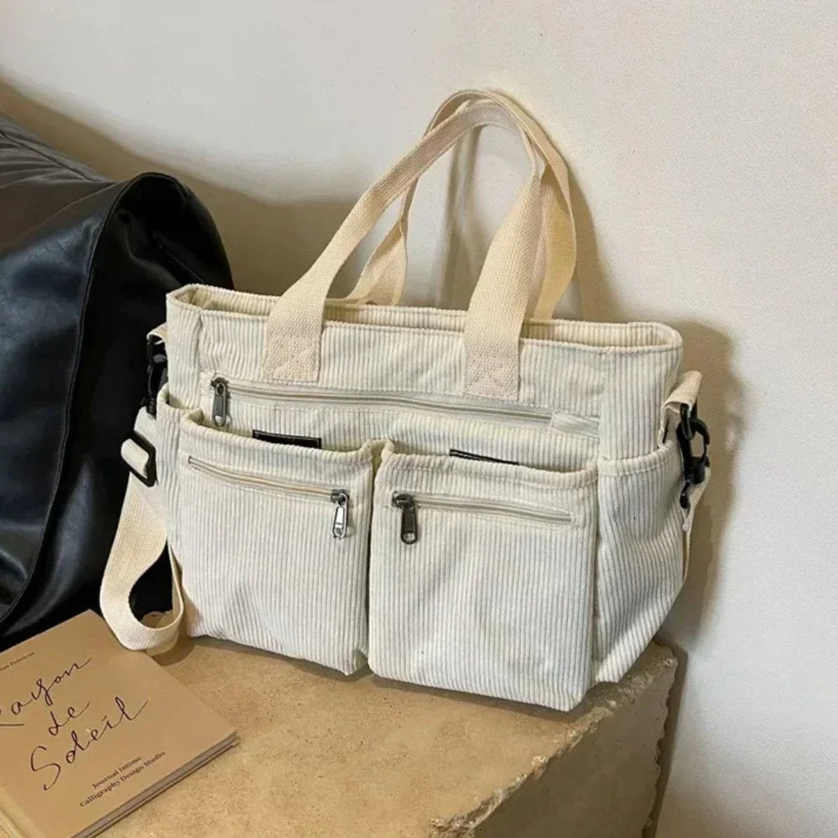 Amalia Corduroy Multi-Pocket Crossbody Tote