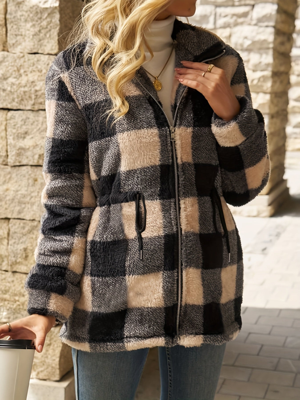 Violetta Checkered Hooded Jacket