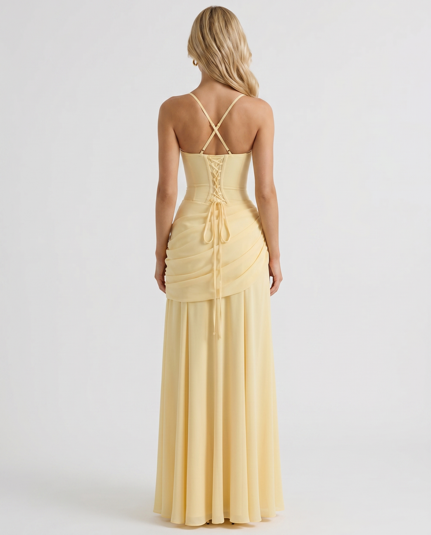 Charlotte Ruched Maxi Dress - Yellow