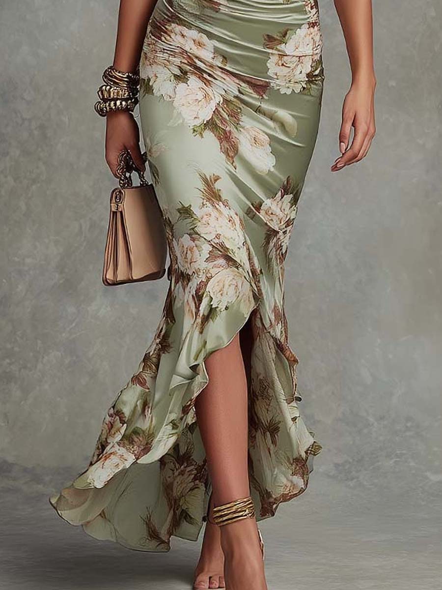 Aurelia Floral Ruched Wedding Guest Maxi Dress