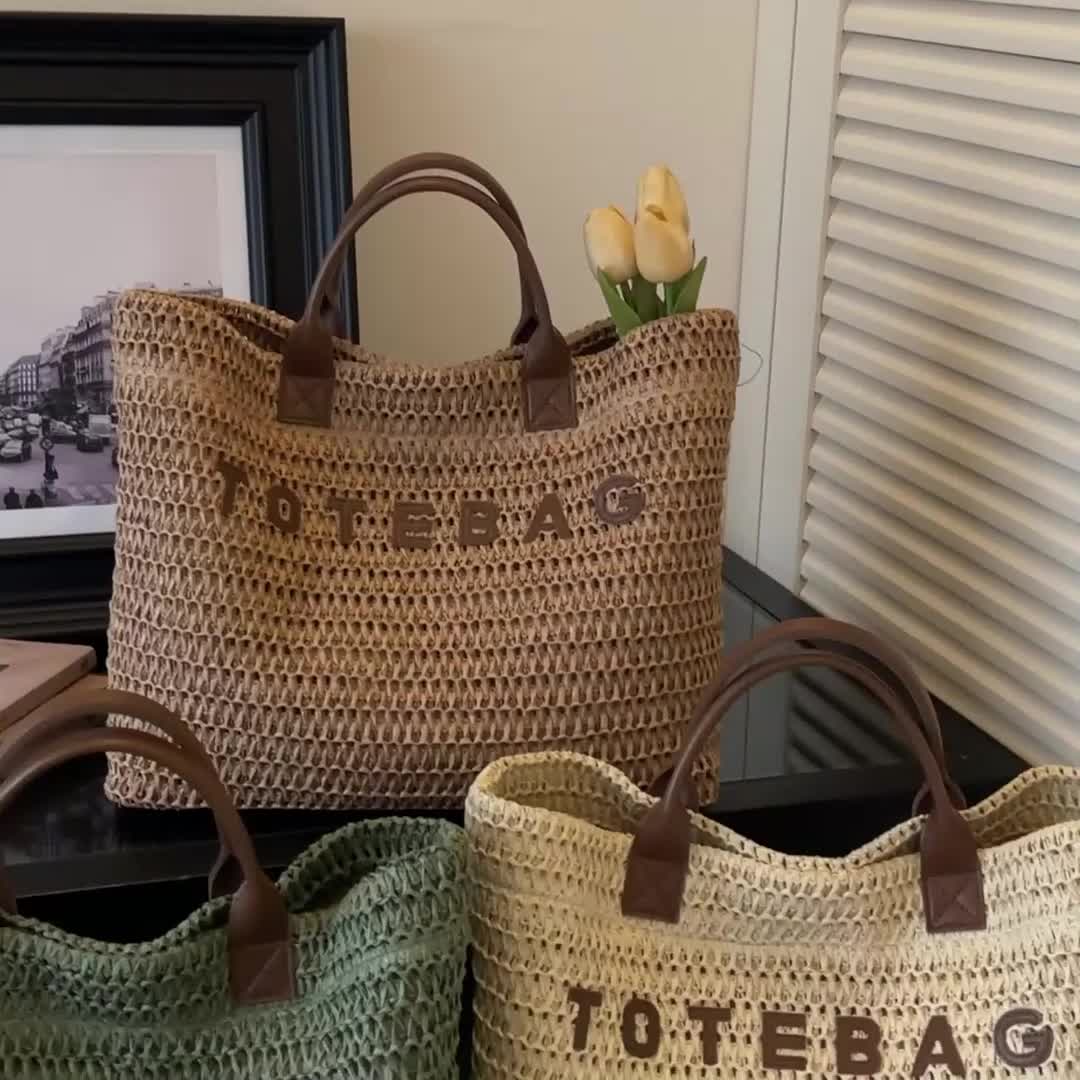 Vespera Woven Leather Handle Tote Bag