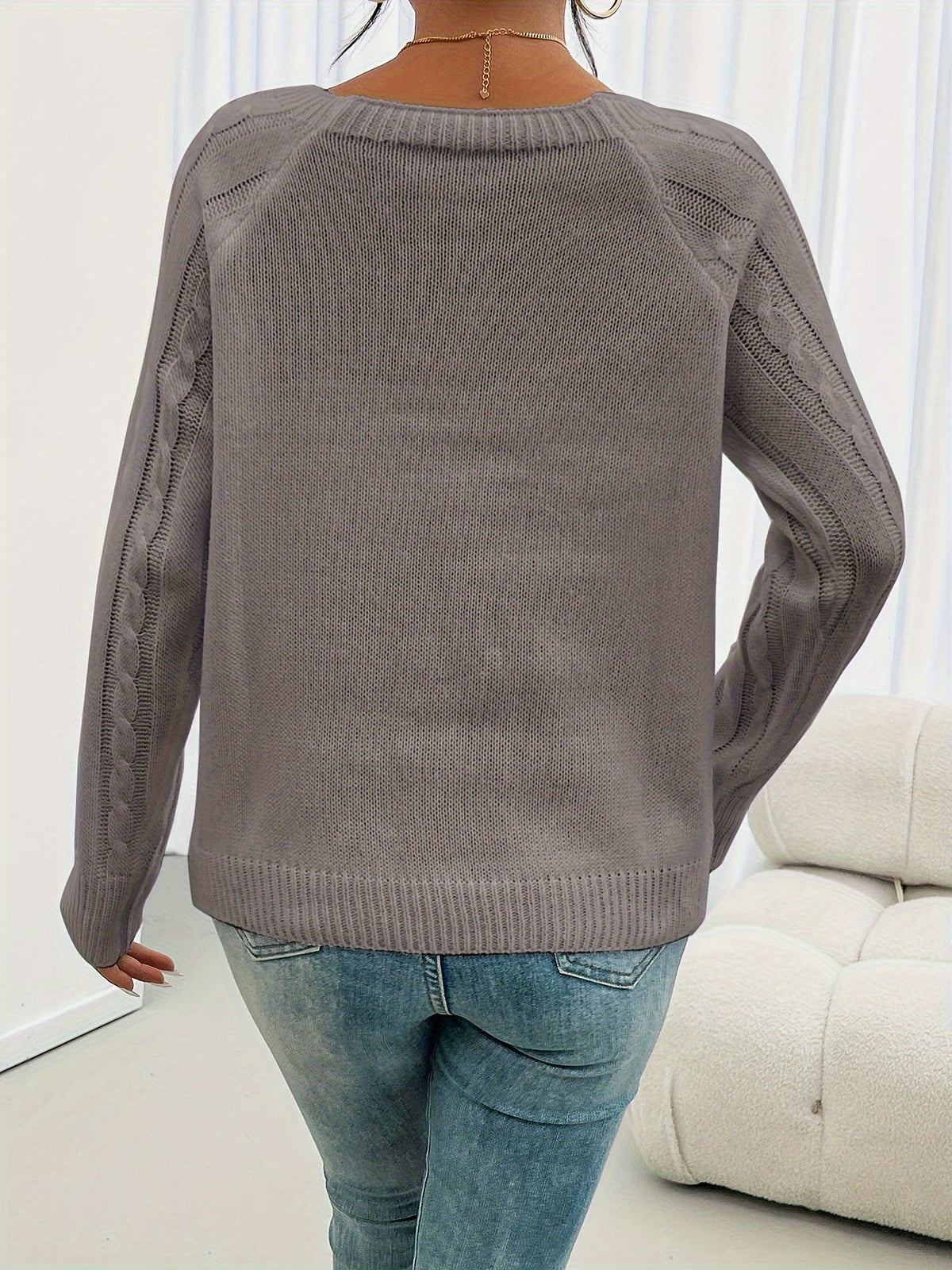 Claribel Textured Button-Detail Knit Sweater