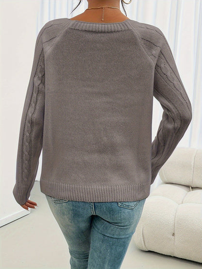 Claribel Textured Button-Detail Knit Sweater