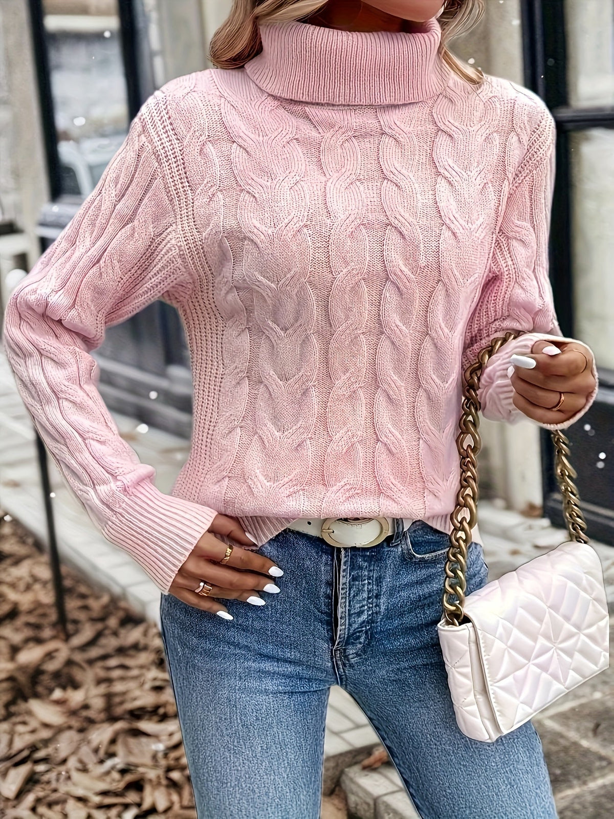 Rosamund Cable-Knit Turtleneck Sweater