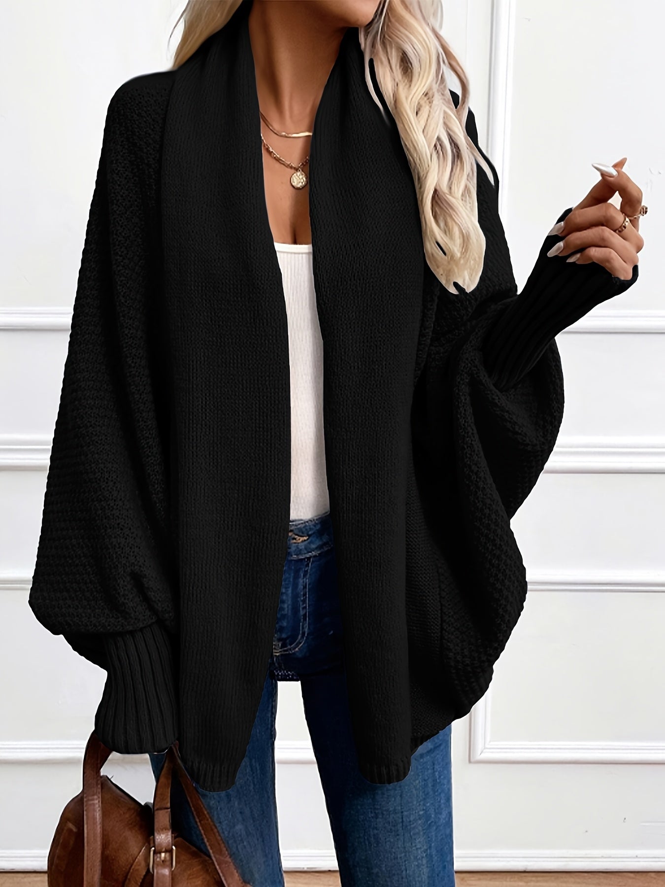 Evelina Draped Shawl-Collar Cardigan