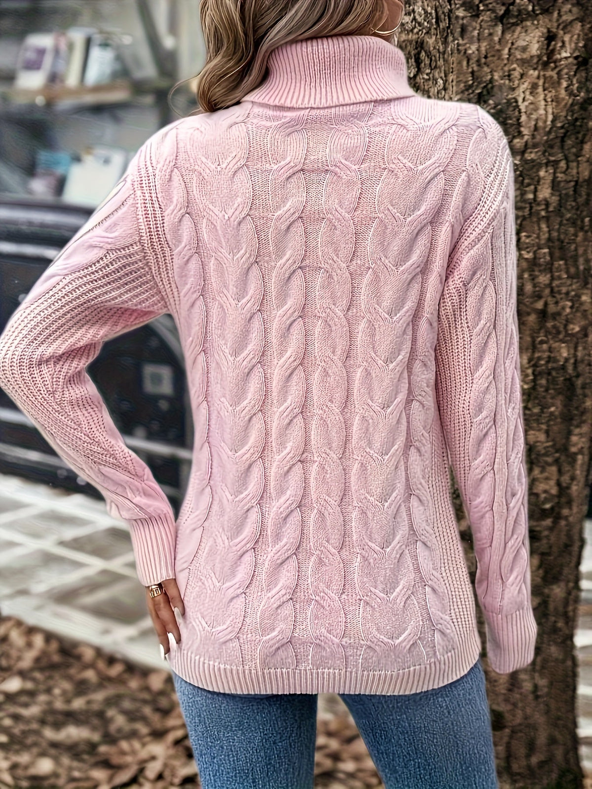 Rosamund Cable-Knit Turtleneck Sweater