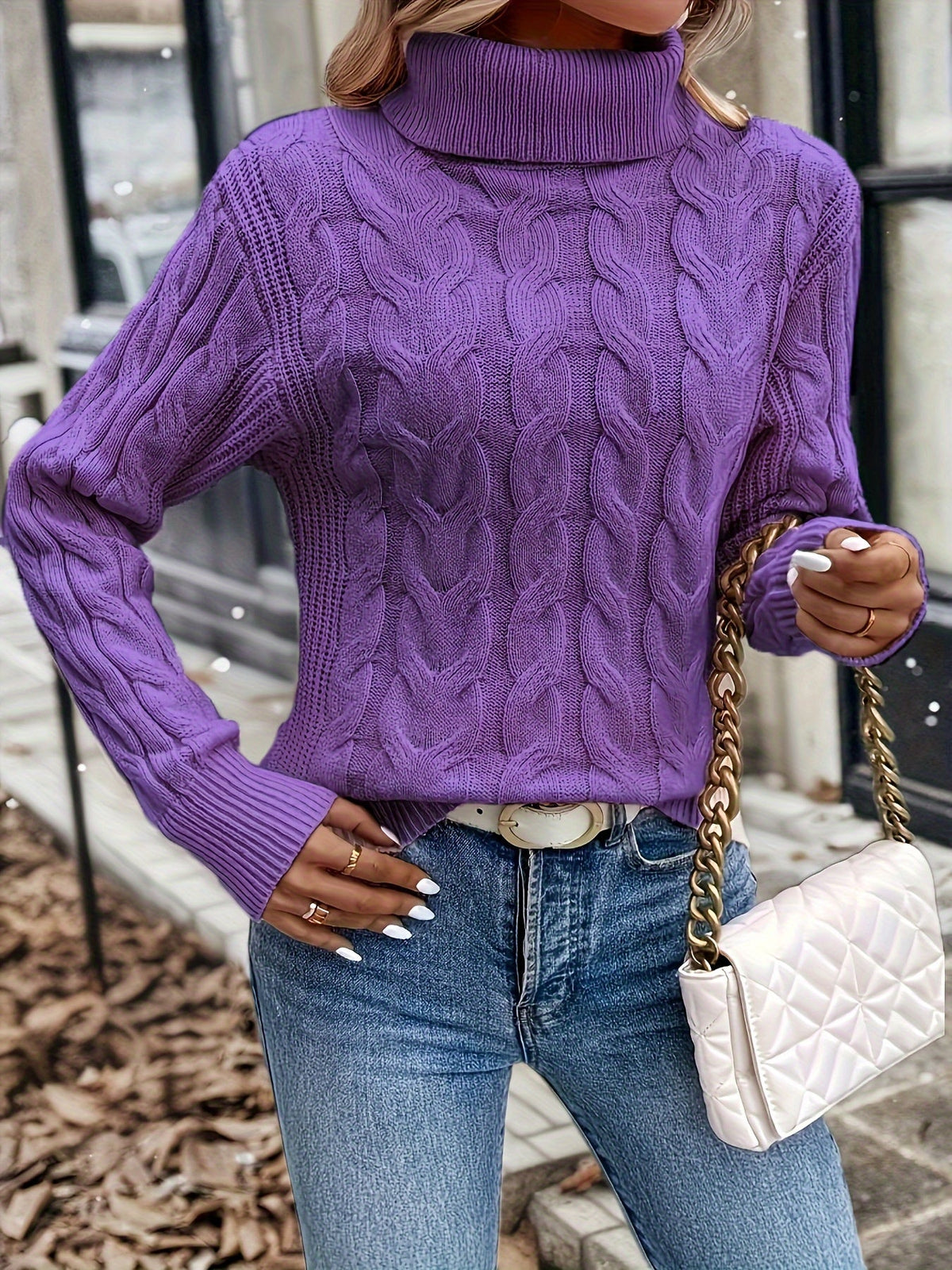Rosamund Cable-Knit Turtleneck Sweater