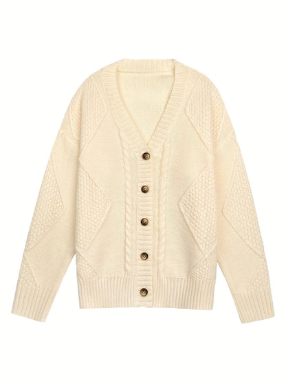 Nadine Cable-Knit V-Neck Cardigan