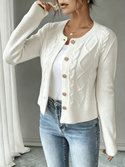 Melisande Cable-Knit Button-Front Cardigan