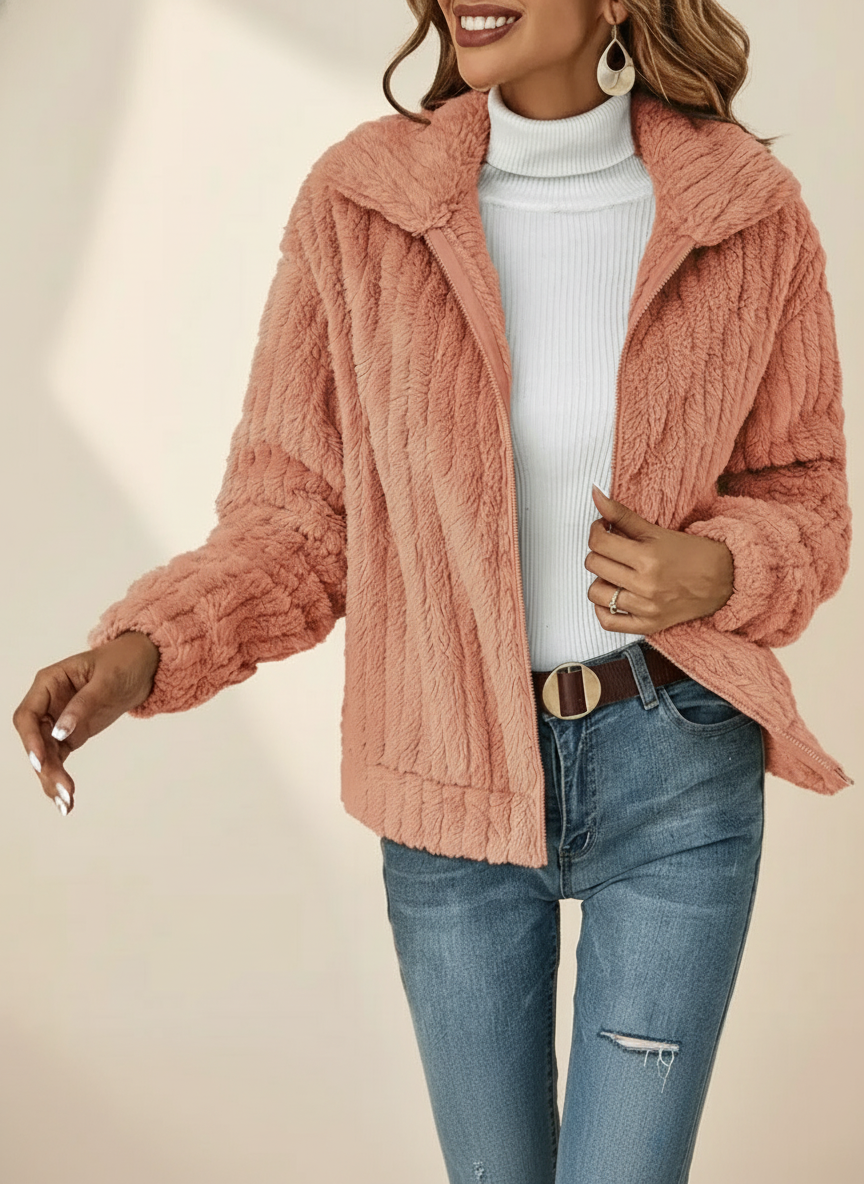 Oriana Teddy Fleece Zip-Up Jacket