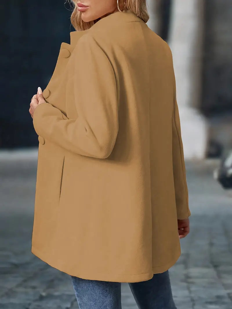 Isabeau Stand-Collar Button Coat