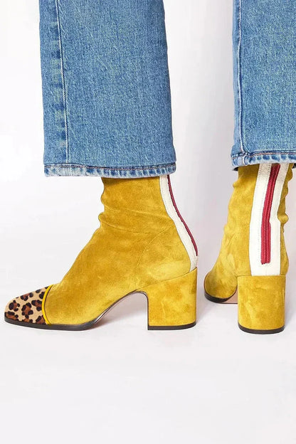 Selena Women's Square-Toe Velvet Ankle Boots
