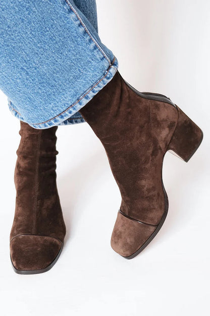 Marta Suede Block Heel Ankle Boots