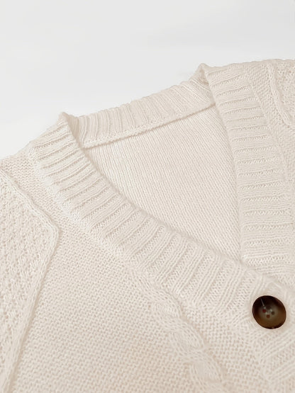 Elspeth Cable-Knit Button-Front Cardigan