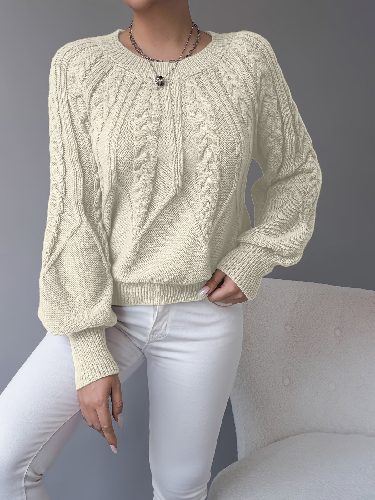 Mireille Textured Cable-Knit Sweater