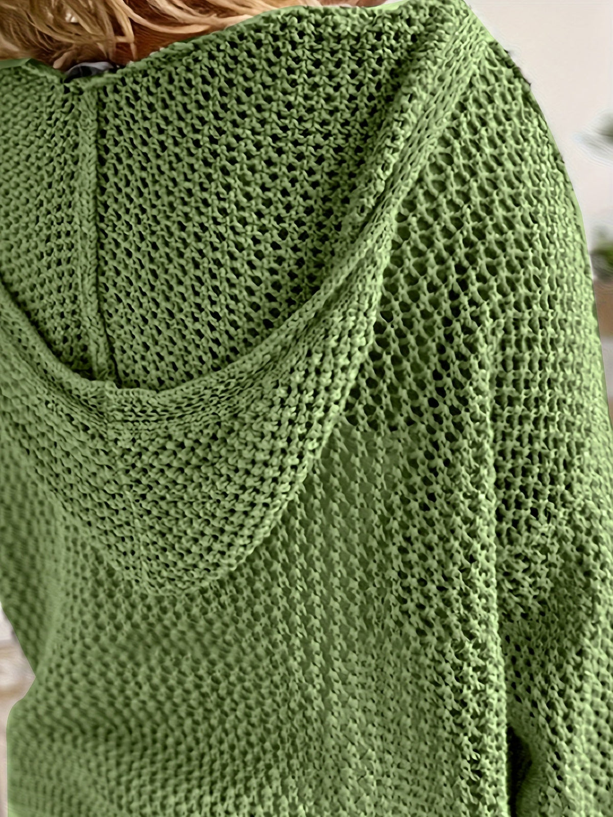 Isabeau Open-Knit Hooded Sweater