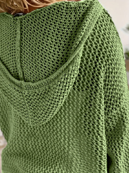 Isabeau Open-Knit Hooded Sweater