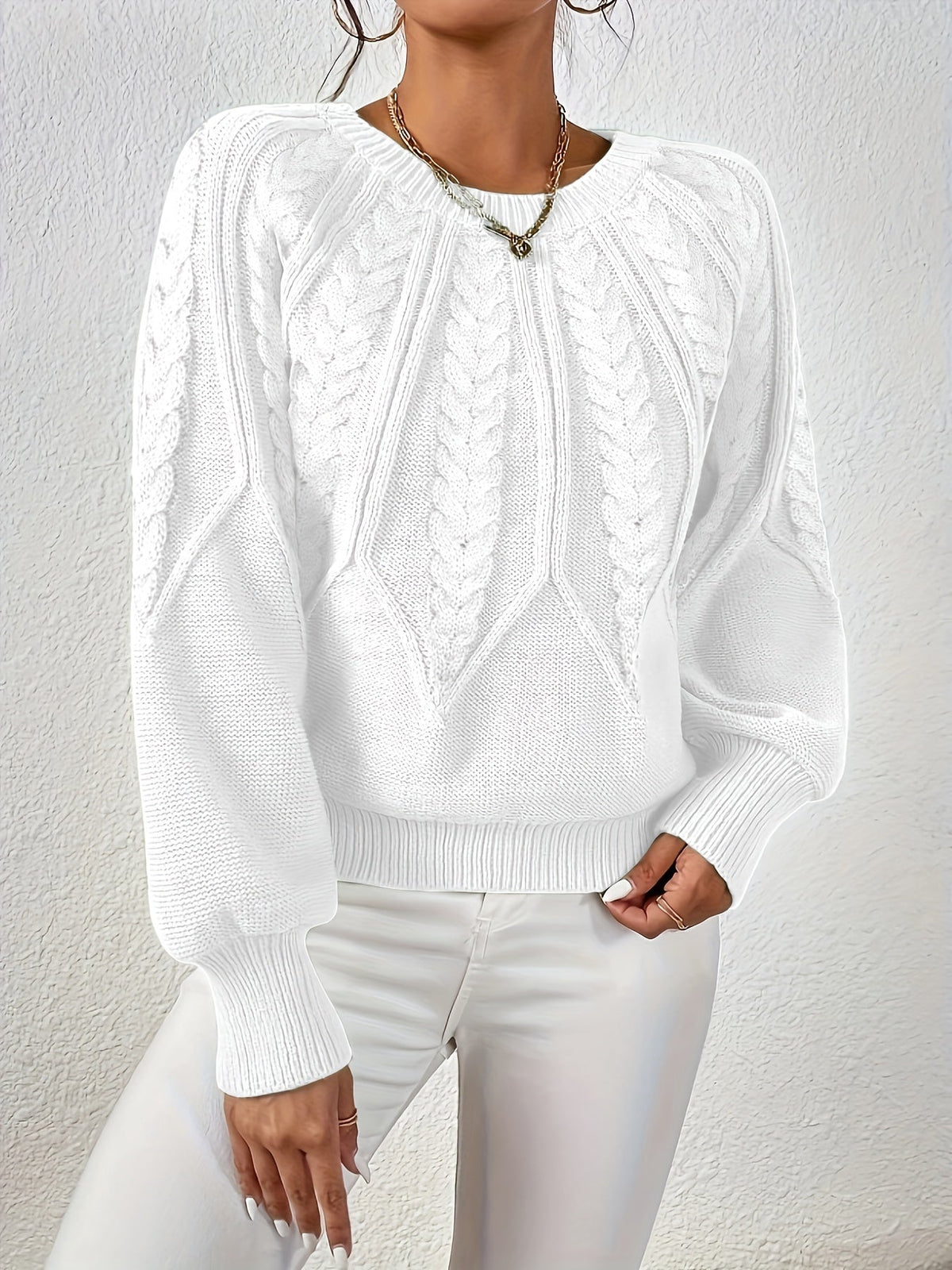 Marielle Cable-Knit Round-Neck Sweater