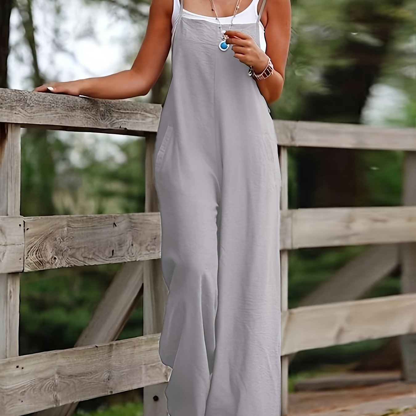 Dahlia Wide-Leg Linen Dungaree Jumpsuit
