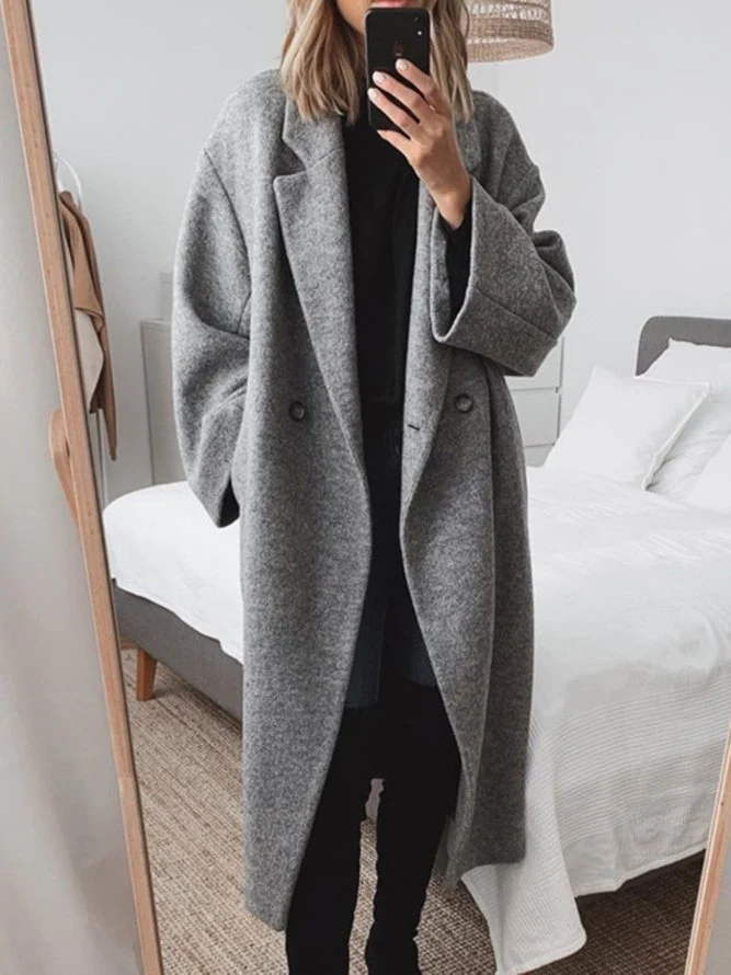 Adriana Oversized Notch-Lapel Overcoat