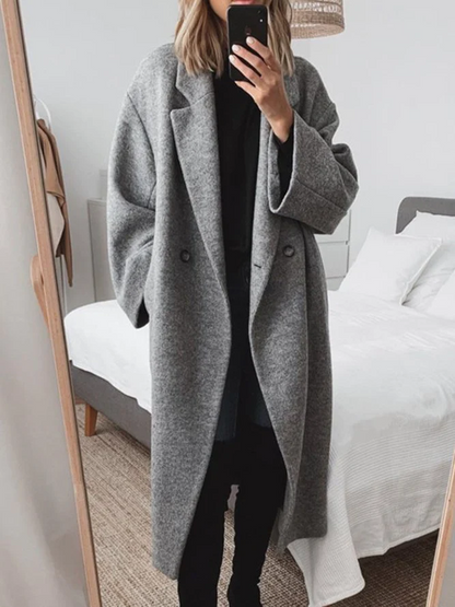 Adriana Oversized Notch-Lapel Overcoat