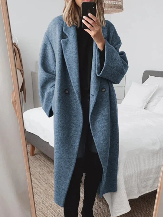 Adriana Oversized Notch-Lapel Overcoat
