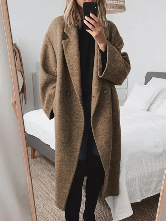 Adriana Oversized Notch-Lapel Overcoat