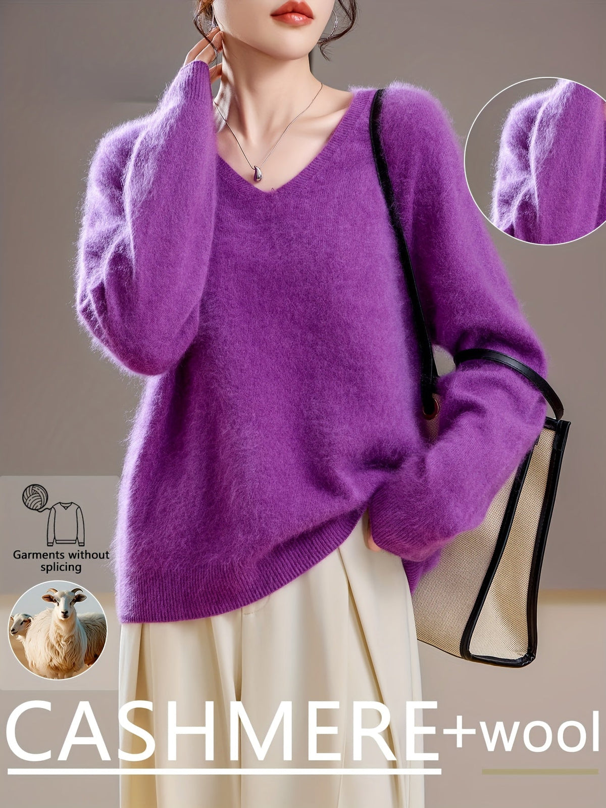 Aveline Cashmere Wool V-Neck Sweater