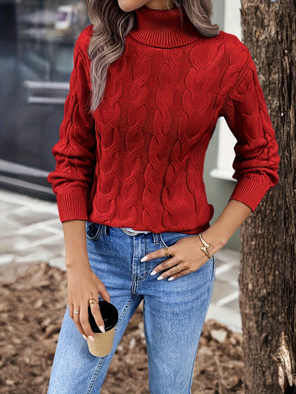 Rosamund Cable-Knit Turtleneck Sweater