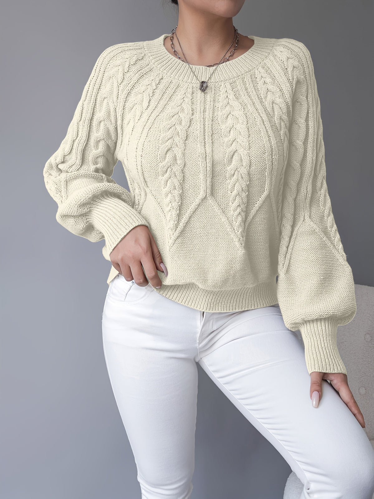 Mireille Textured Cable-Knit Sweater