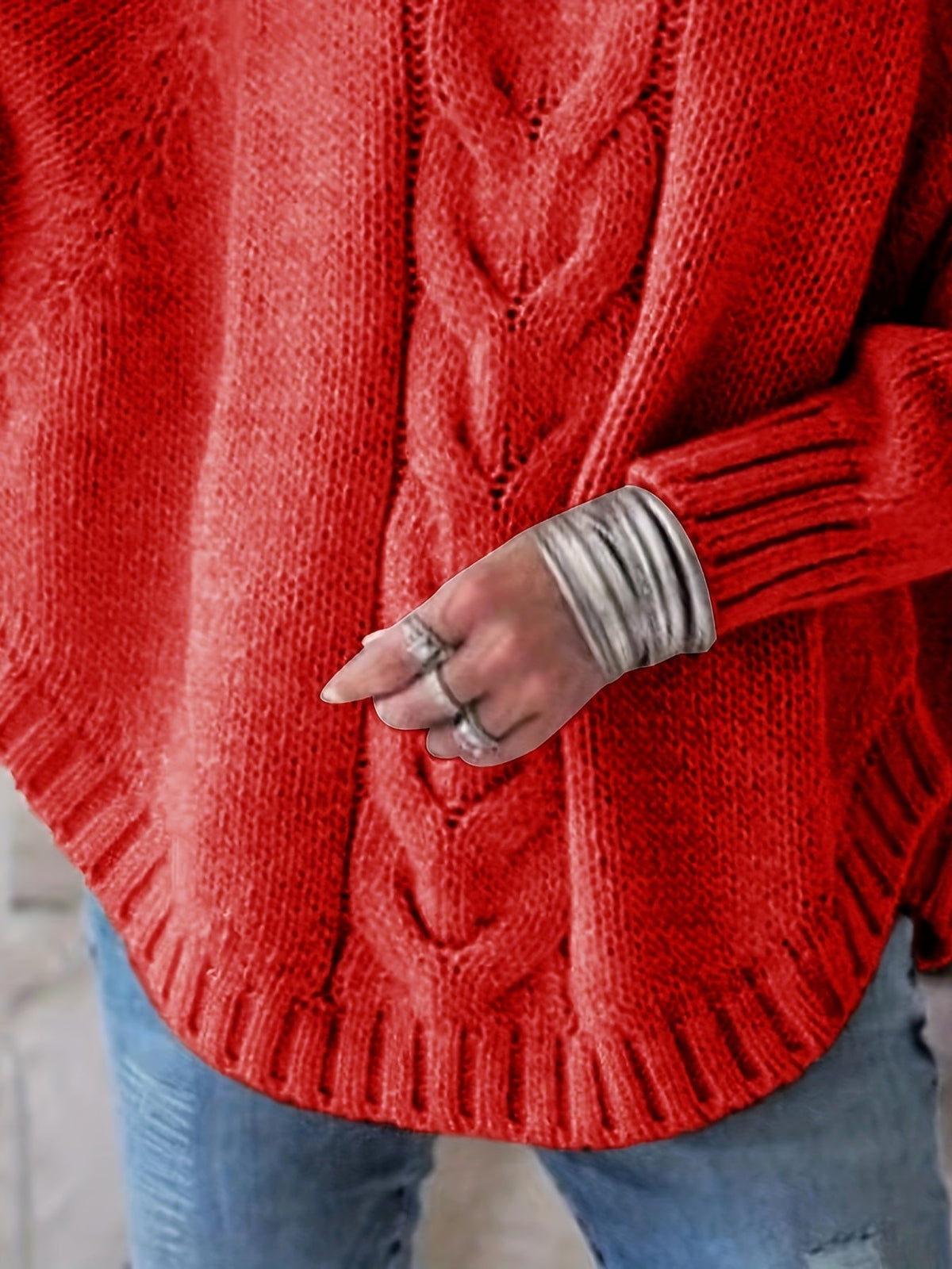 Mirabel Cable-Knit High-Neck Sweater