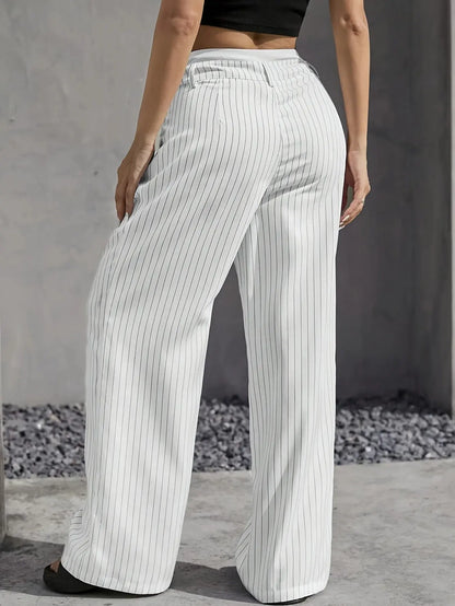 Giselle Striped High-Waist Wide-Leg Pants