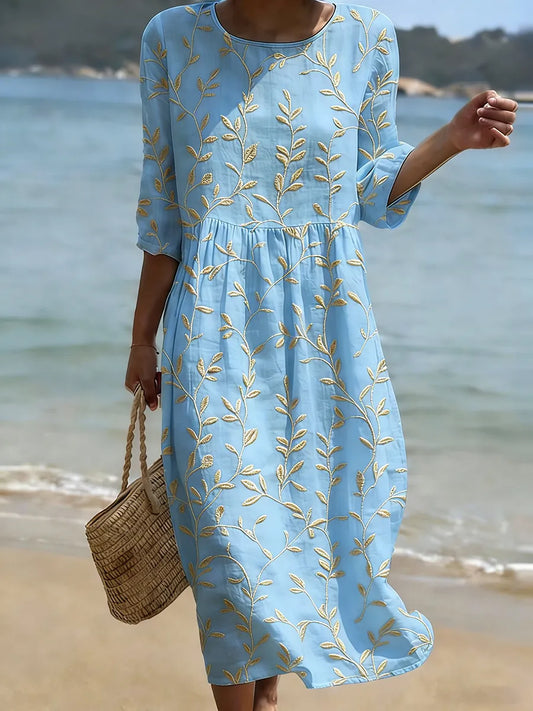 Elowen Embroidered Smock Midi Dress