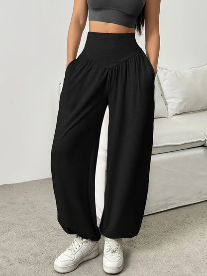 Cosima Stretch High-Waist Wide-Leg Pants