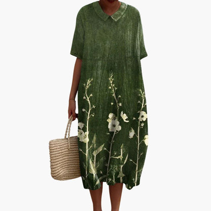 Maribel Floral Cotton V-Neck Midi Dress