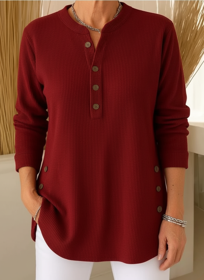 Elowen Ribbed Henley Tunic Sweater