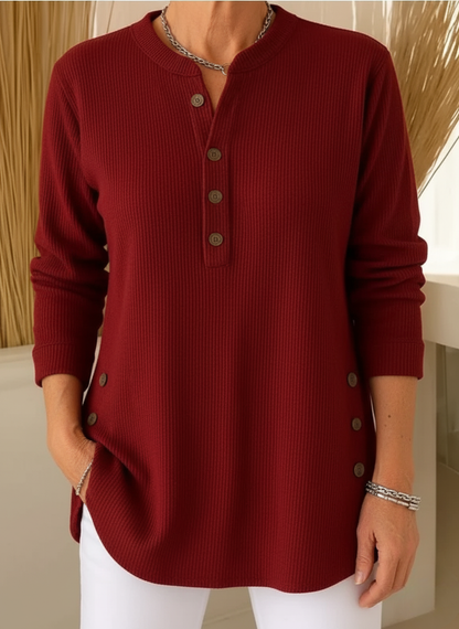 Elowen Ribbed Henley Tunic Sweater