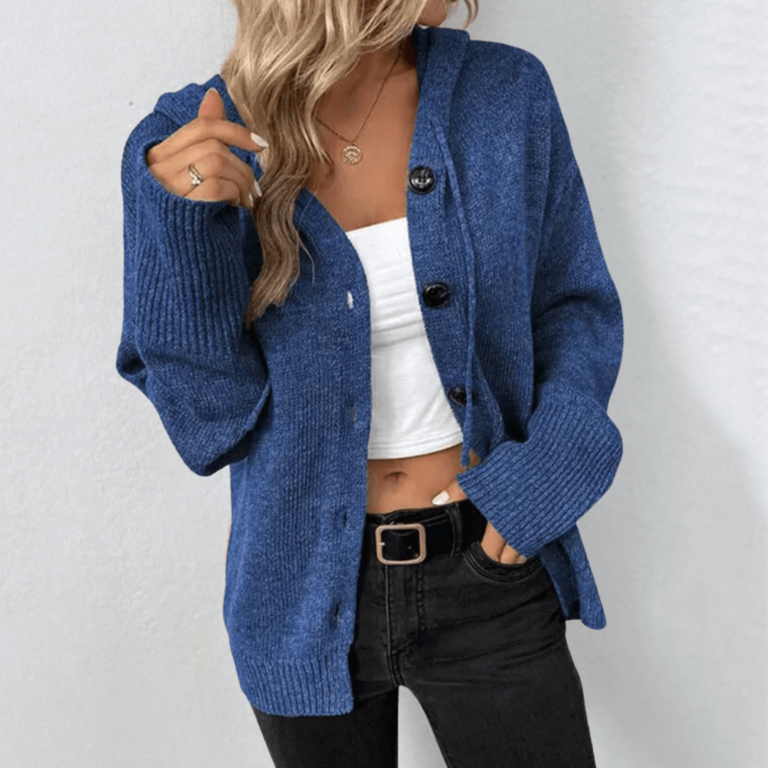 Faye Hooded Button-Front Cardigan