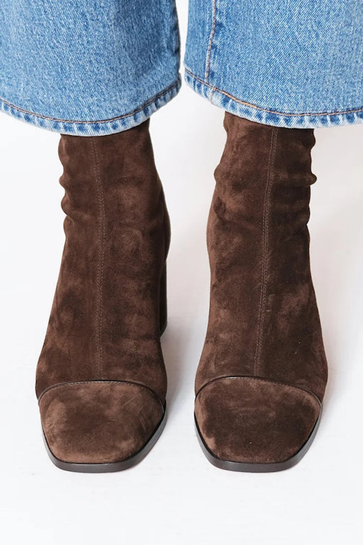Marta Suede Block Heel Ankle Boots