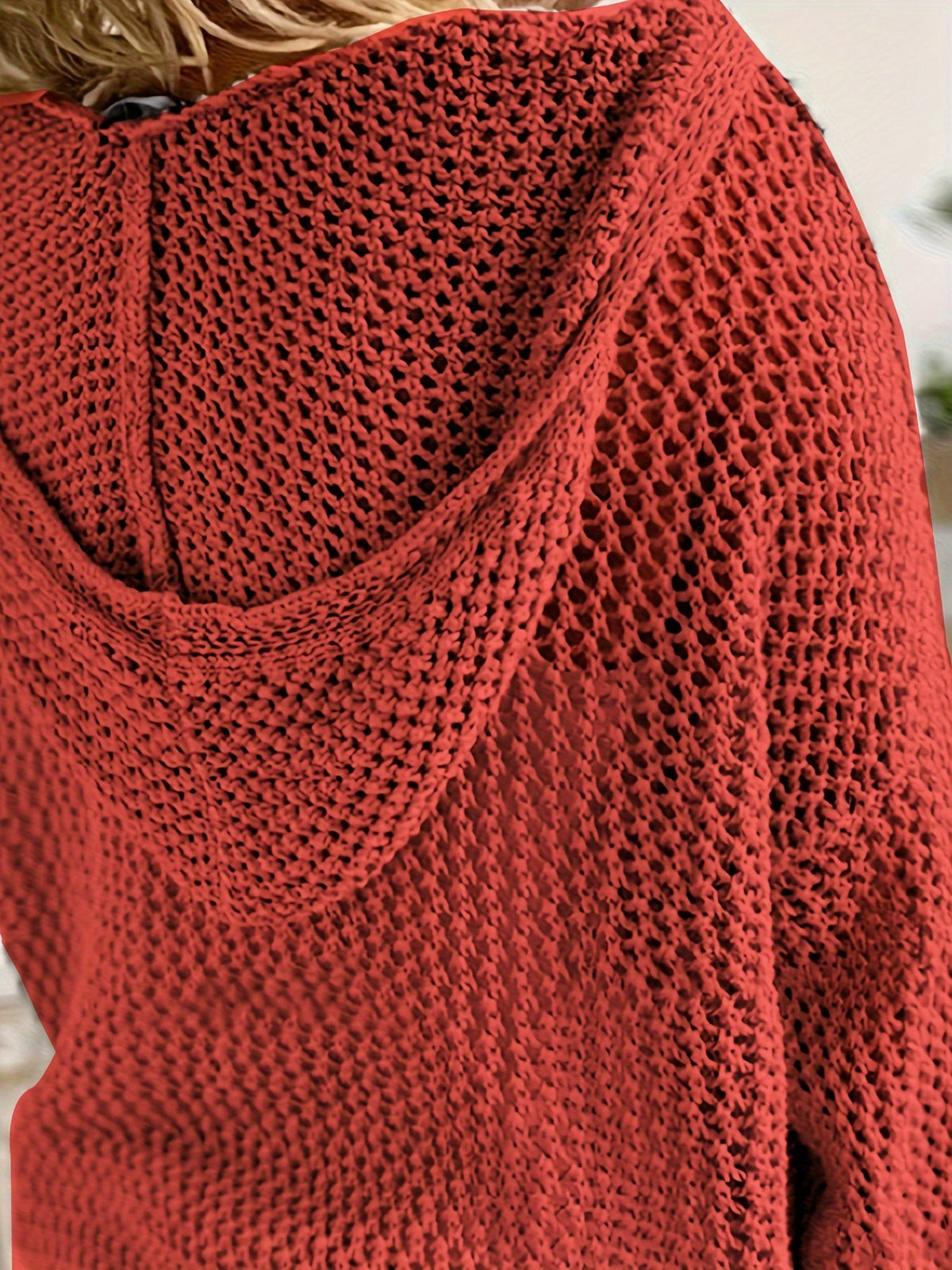 Isabeau Open-Knit Hooded Sweater
