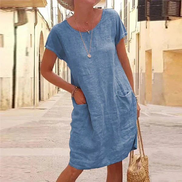 Lucia Cotton Linen Pocket Midi Dress