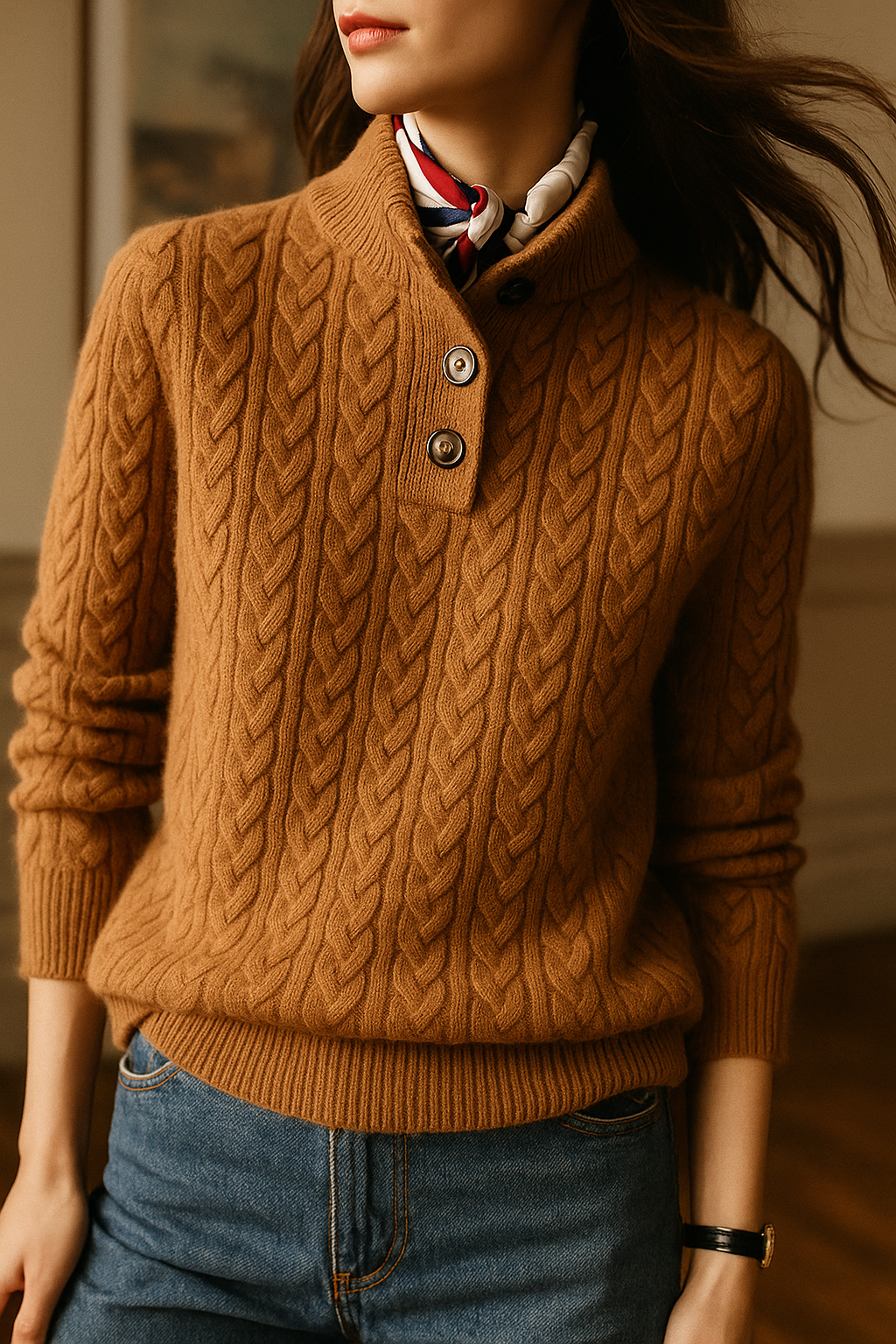 Harlow Button-Up Cashmere Sweater