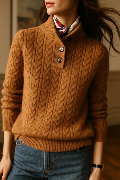 Harlow Button-Up Cashmere Sweater