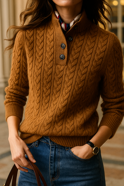 Harlow Button-Up Cashmere Sweater